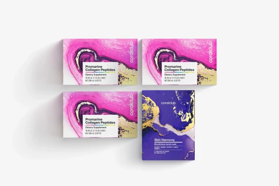 Sada Promarine Collagen Peptides (3 balenia po 10 ks) + Skin Harmony Biocellulose Facial Mask (5 ks)